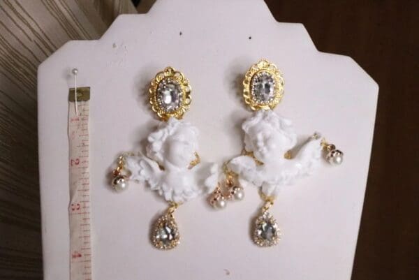 SOLD! 5498 Baroque Large Chubby White Studs Pearl Earrings - Image 4