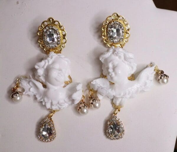 SOLD! 5498 Baroque Large Chubby White Studs Pearl Earrings - Image 5