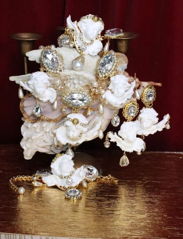 SOLD! 5502 Baroque Chubby White Cherub Roman Column Massive Bracelet - Image 6