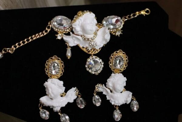 SOLD! 5503 Baroque Chubby White Cherub Clear Crytal Massive Bracelet - Image 6