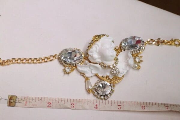 SOLD! 5503 Baroque Chubby White Cherub Clear Crytal Massive Bracelet - Image 8