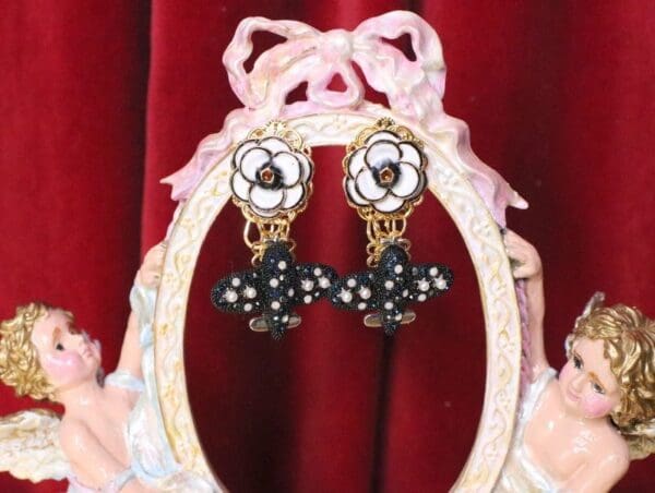 SOLD! 5507 Madame Coco Airplane Camellia Top Earrings Studs - Image 5