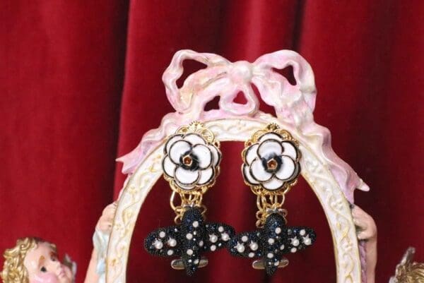 SOLD! 5507 Madame Coco Airplane Camellia Top Earrings Studs - Image 6