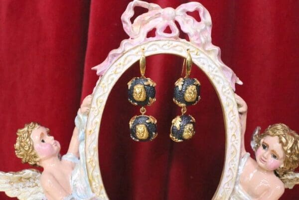 SOLD! 5508 Vintage Style Double Lions Earrings Studs - Image 6