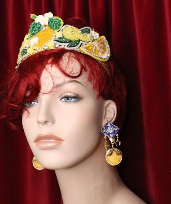 5522 Baroque Enamel Sicilian Tile Orange Fruit Elegant Earrings - Image 4