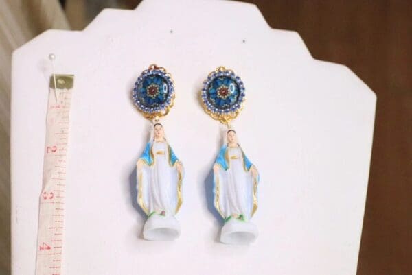 SOLD! 5566 Madonna Virgin Mary Light Weight Studs Earrings - Image 2