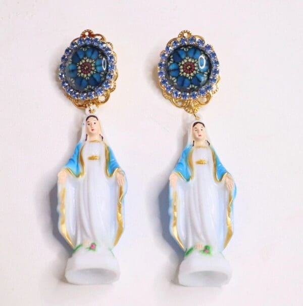 SOLD! 5566 Madonna Virgin Mary Light Weight Studs Earrings - Image 3