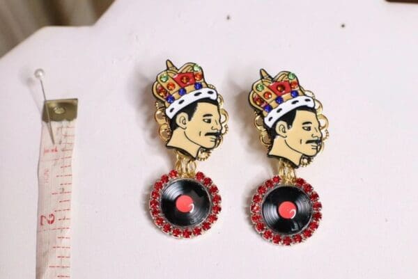 SOLD! 5573 Queen Freddie Mercury Roses Rock Earrings Studs - Image 4