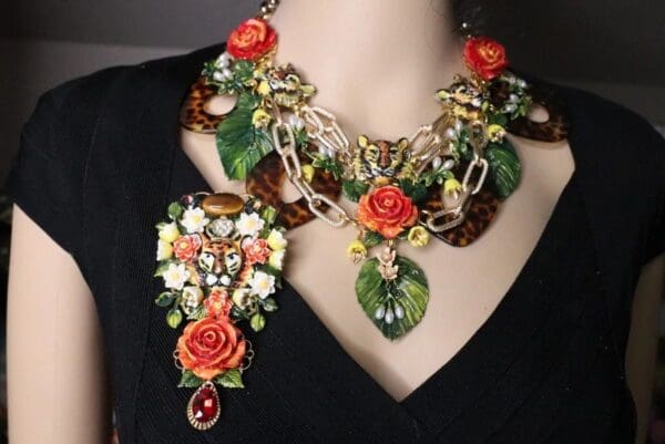 SOLD! 5586 Baroque Vivid Hand Painted Tiger Massive Brooch - Image 5