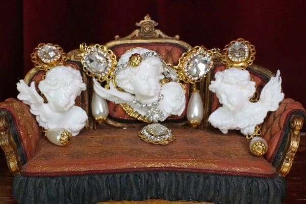 SOLD! 5626 Baroque Chubby White Cherub Clear Crytal Massive Bracelet - Image 6