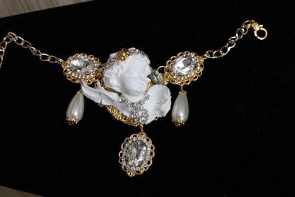 SOLD! 5626 Baroque Chubby White Cherub Clear Crytal Massive Bracelet - Image 7
