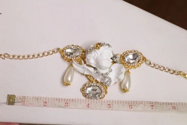 SOLD! 5626 Baroque Chubby White Cherub Clear Crytal Massive Bracelet - Image 8