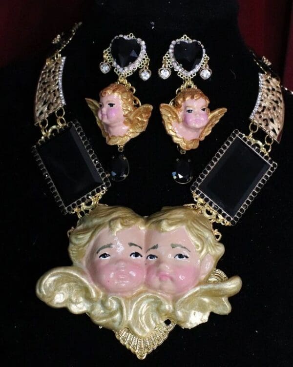 SOLD! 5677 Baroque Cherub Angel Lovers Massive Necklace - Image 8