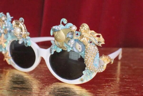 SOLD! 5687 Baroque Mermaid Nautical Coral reef Embellished Sunglasses - Image 6