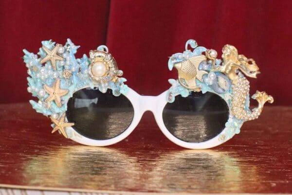SOLD! 5687 Baroque Mermaid Nautical Coral reef Embellished Sunglasses