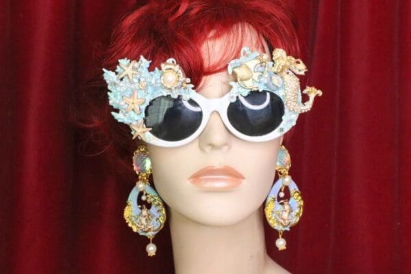 SOLD! 5687 Baroque Mermaid Nautical Coral reef Embellished Sunglasses - Image 2