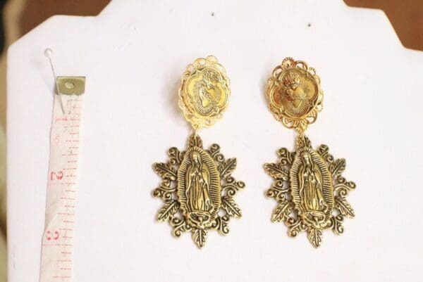 SOLD! 5709 Virgin Mary Madonna Vintage Style Statement Earrings - Image 6