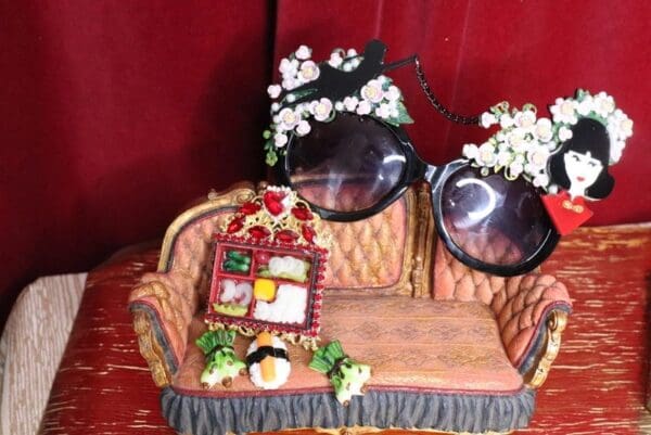SOLD! 5713 Hand Painted Unusual Asian Sushi Huge Massive Brooch - Image 3