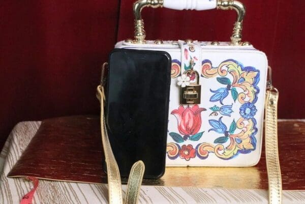 SOLD! 5011 Baroque Floral Print Trunk Handbag Messenger Bag - Image 4