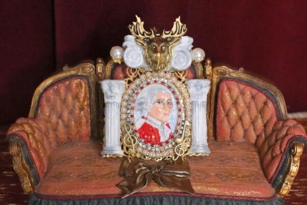 SOLD! 5773 Huge Column "Hunt" Wolfgang Amadeus Mozart Unique Brooch - Image 2
