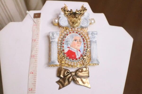 SOLD! 5773 Huge Column "Hunt" Wolfgang Amadeus Mozart Unique Brooch - Image 9