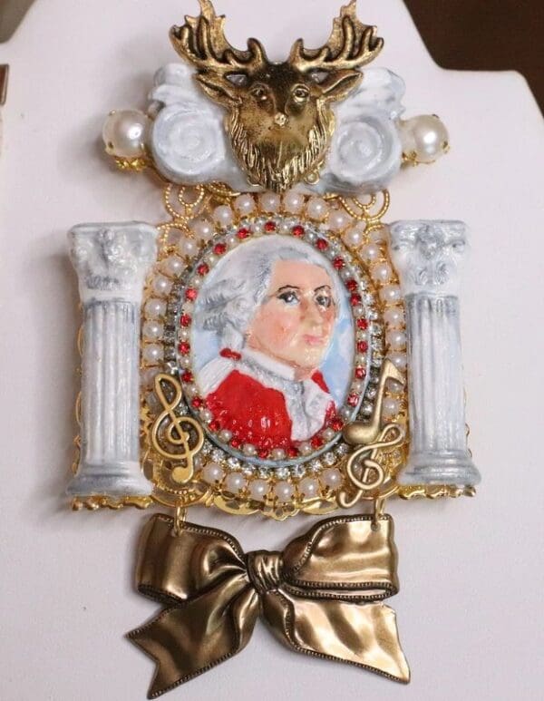 SOLD! 5773 Huge Column "Hunt" Wolfgang Amadeus Mozart Unique Brooch - Image 10