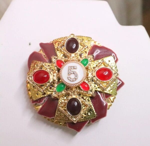 SOLD!5777 Coco Number 5 Classic Colorful Unique Brooch
