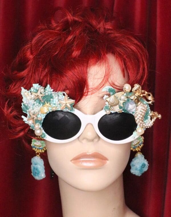 SOLD! 5778 Baroque Mermaid Nautical Coral reef Embellished Sunglasses - Image 2