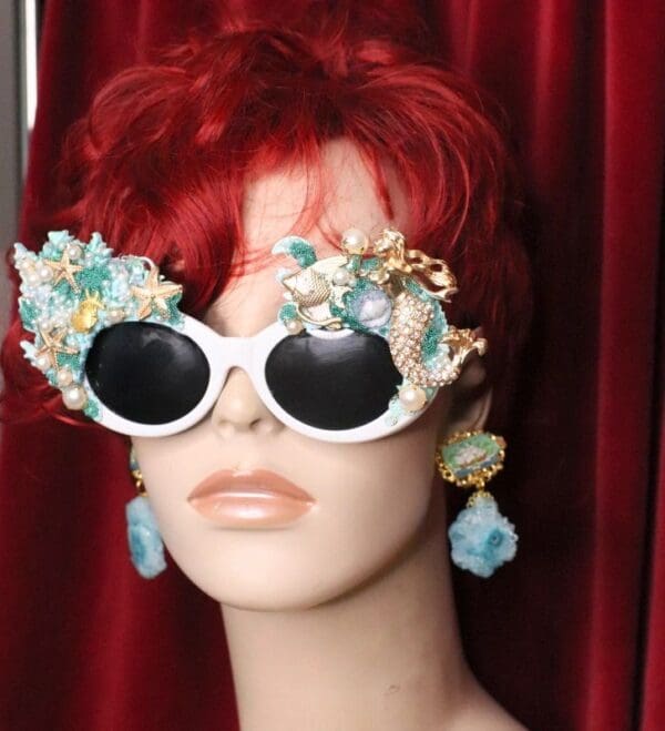 SOLD! 5778 Baroque Mermaid Nautical Coral reef Embellished Sunglasses - Image 5