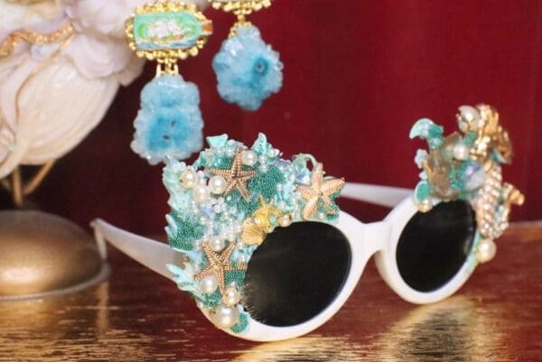 SOLD! 5778 Baroque Mermaid Nautical Coral reef Embellished Sunglasses - Image 6