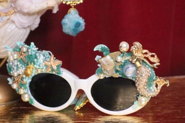 SOLD! 5778 Baroque Mermaid Nautical Coral reef Embellished Sunglasses - Image 7