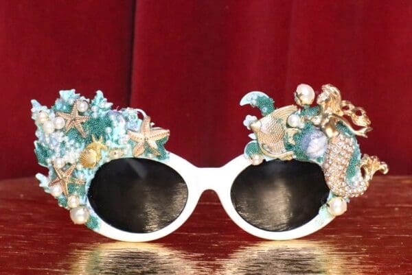 SOLD! 5778 Baroque Mermaid Nautical Coral reef Embellished Sunglasses - Image 8