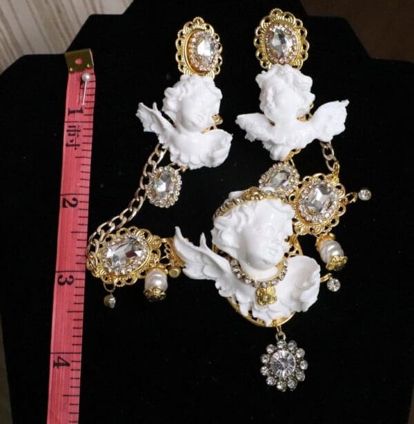 SOLD! 5797 Baroque Chubby White Cherub Clear Crytal Massive Bracelet - Image 7