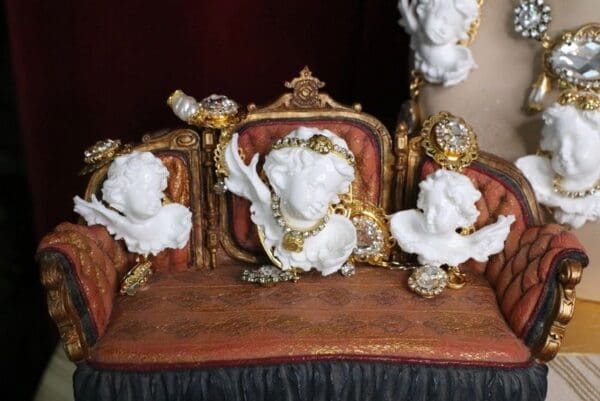 SOLD! 5797 Baroque Chubby White Cherub Clear Crytal Massive Bracelet - Image 8
