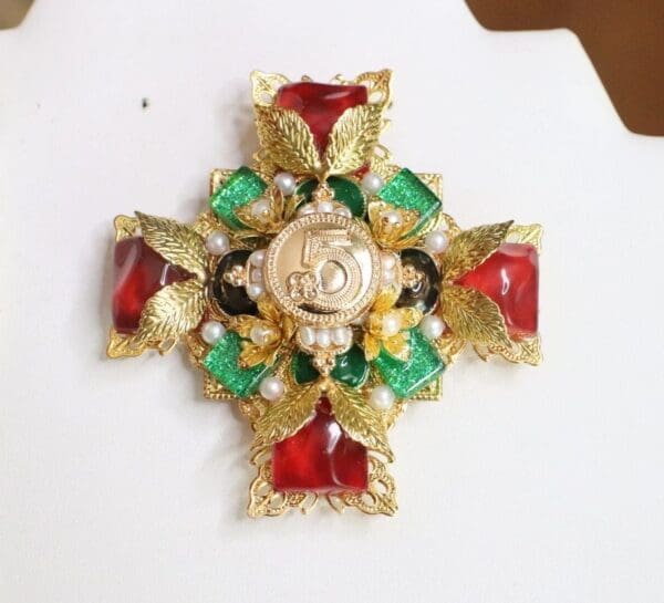 SOLD! 5826 Coco Number 5 Classic Colorful Rhinestone Elegant Brooch - Image 2