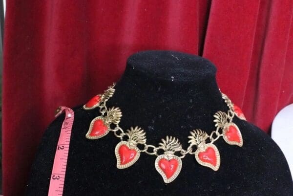 SOLD! 5879 Hand Painted Baroque Sacred Heart Elegant Choker Necklace - Image 8