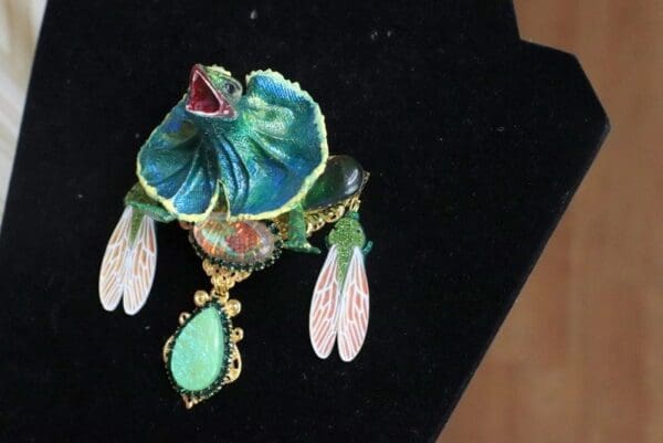SOLD! 5907 Art Jewelry Hand Painted 3D Effect Vivid Dragon Genuine Opal Brooch - Image 2