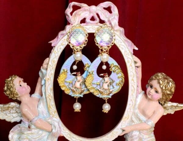 SOLD! 6003 3D Effect Nautical Ship Iridescent Earrings - Image 2
