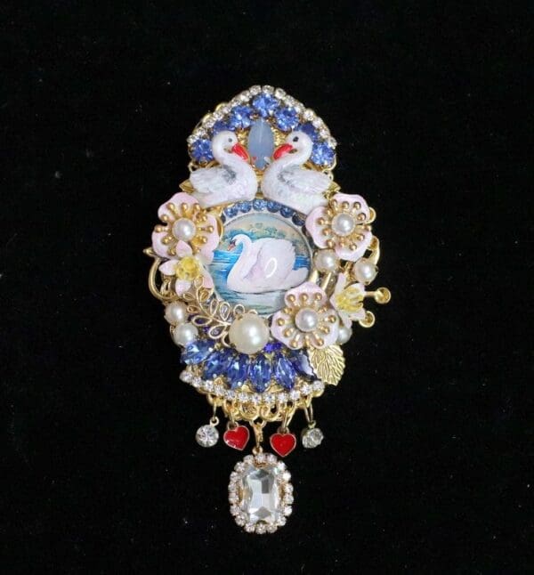 SOLD! 6005 Art DEco Swan 3D Effect Unusual Massive Brooch