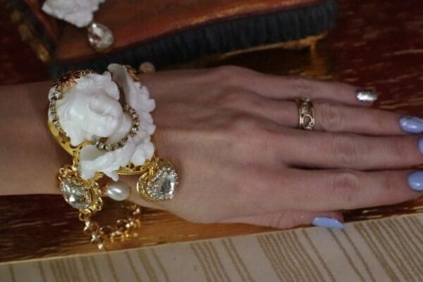 SOLD! 6034 Baroque Chubby White Cherub Clear Crytal Massive Bracelet - Image 2