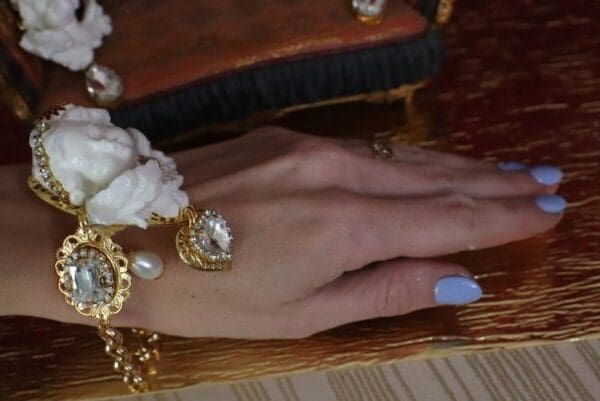 SOLD! 6034 Baroque Chubby White Cherub Clear Crytal Massive Bracelet - Image 3