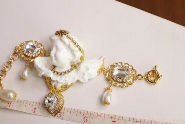 SOLD! 6034 Baroque Chubby White Cherub Clear Crytal Massive Bracelet - Image 7