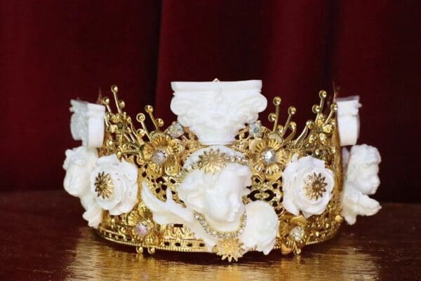 SOLD! 6038 Baroque White Chubby Cherubs Angels Roman Column Crown - Image 8