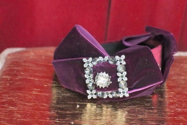 SOLD! 6046 Baroque Velvet Red Wine Bow Elegant Headband - Image 6