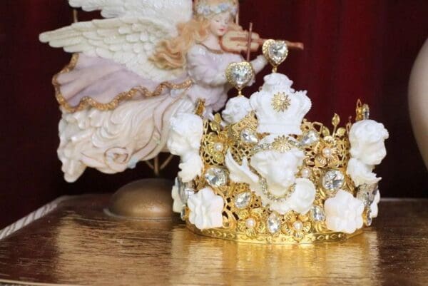 SOLD! 6061 Baroque White Chubby Cherubs Angels Crown - Image 7