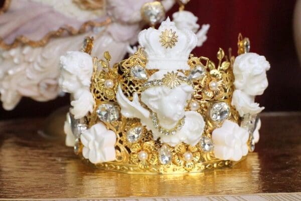 SOLD! 6061 Baroque White Chubby Cherubs Angels Crown