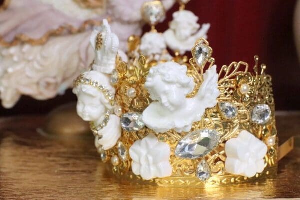 SOLD! 6061 Baroque White Chubby Cherubs Angels Crown - Image 8