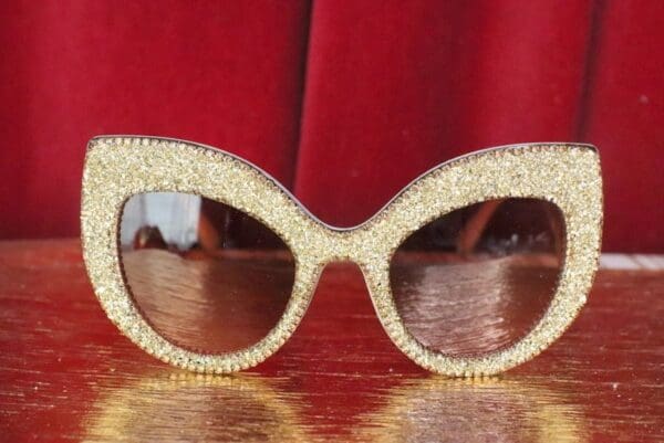 SOLD! 5556 Gold Dust Fancy Butterfly shape Oversized Sunglasses