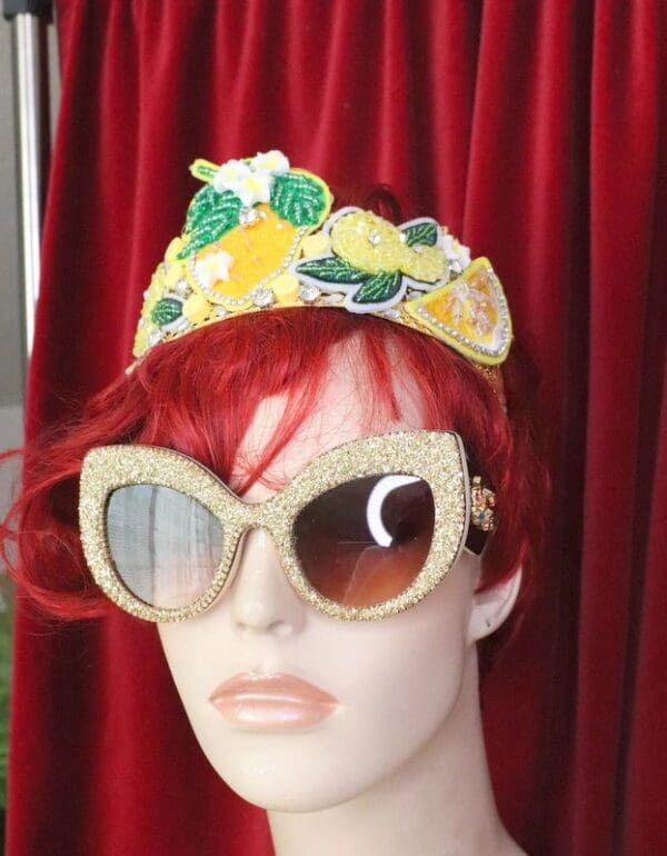 SOLD! 5556 Gold Dust Fancy Butterfly shape Oversized Sunglasses - Image 5