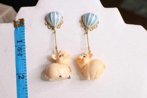 6096 Art Jewelry Adorable Pigs 3D Effect Baloon Statement Earrings - Image 6